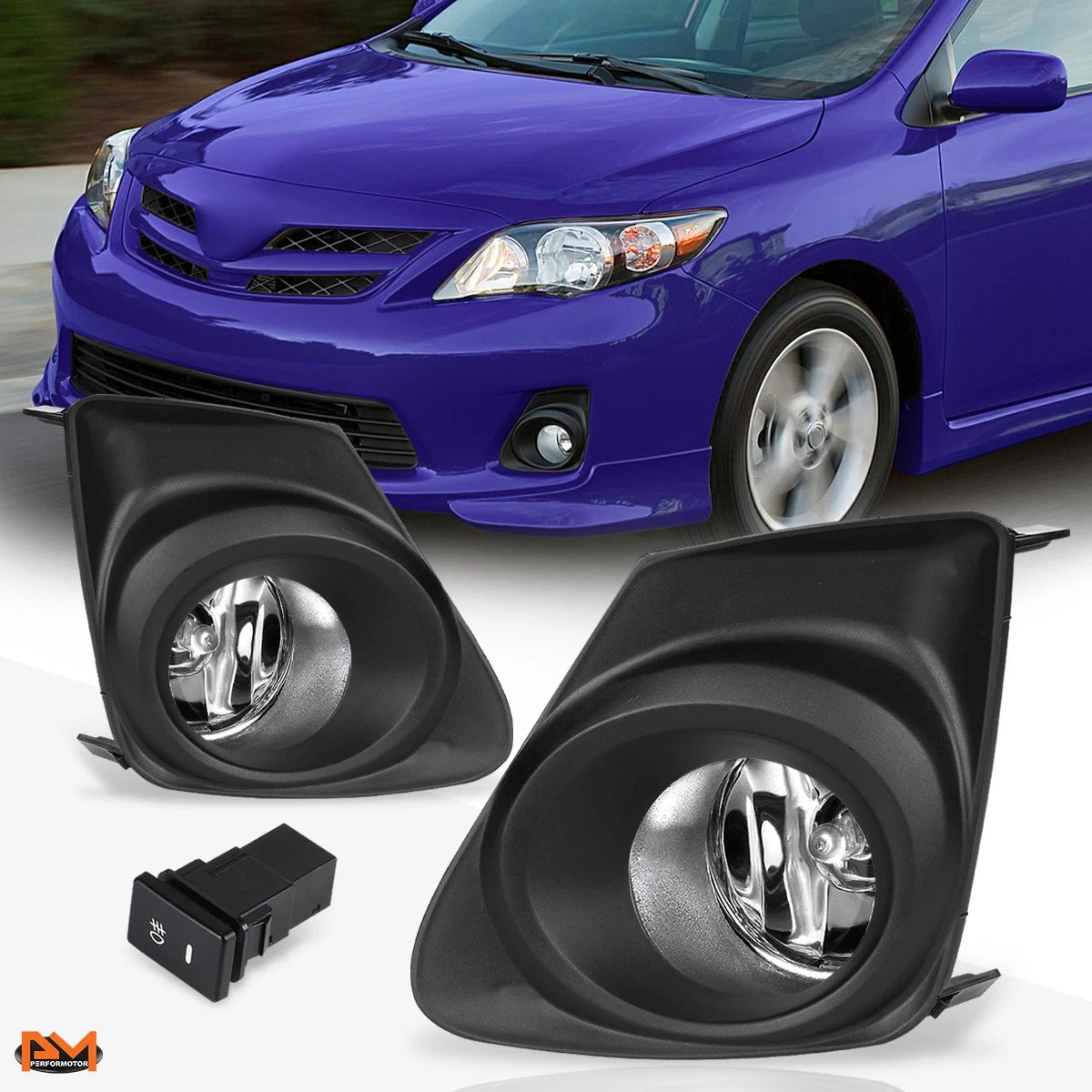 Clear Lens Fog Light Set for Toyota Corolla (2011–2013) - Includes Bezel & Switch