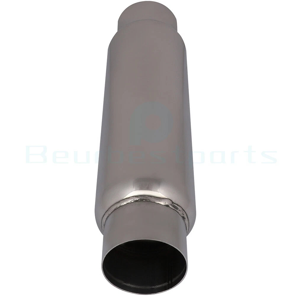 Chrome Stainless Exhaust Muffler for Universal (3" Inlet-Outlet, 16" Overall)