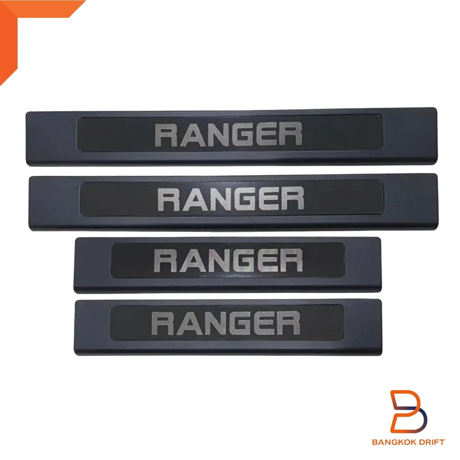 Ranger Door Entry Guard Kick Plate Sill Cover Black Chrome for Dual Cab (12-25)