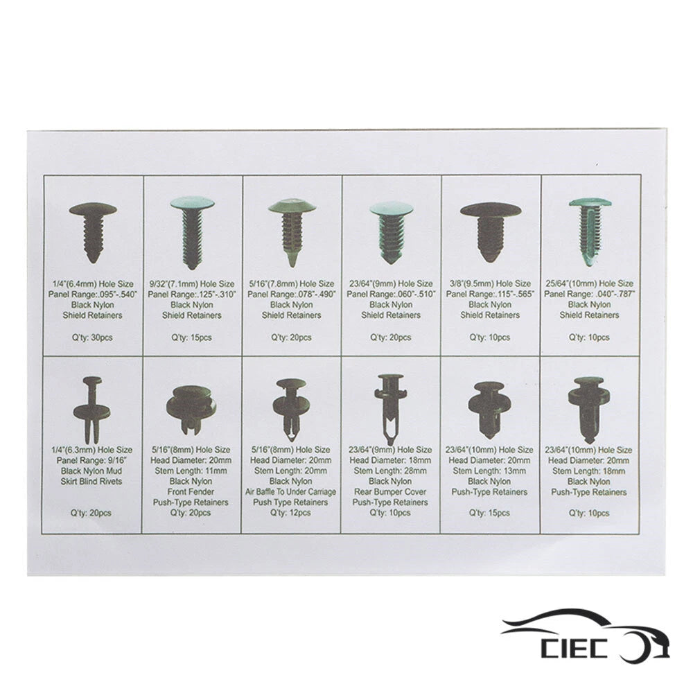 192pc Plastic Rivets Fastener for GMC Ford Toyota (Various Models)