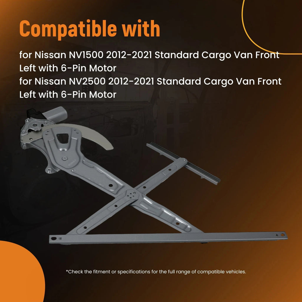 Front Left Power Window Regulator with Motor for Nissan NV1500 (2012-2021)