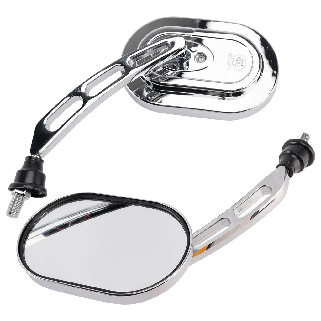 Chrome Mirrors Set of 2 for Motorcycle Chopper (10mm)