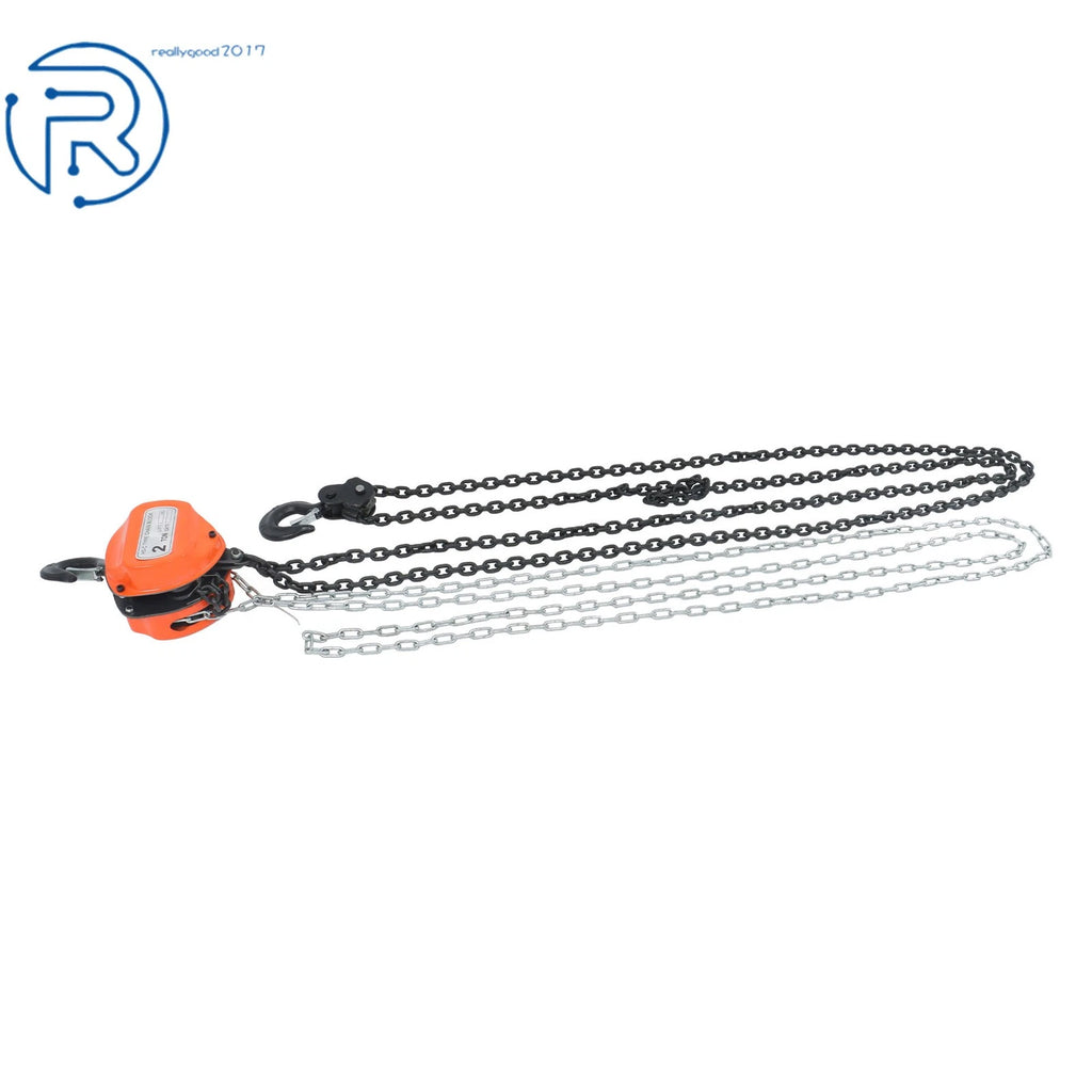 2 Ton Manual Chain Hoist with 2 Hooks and 10' Lift Capacity