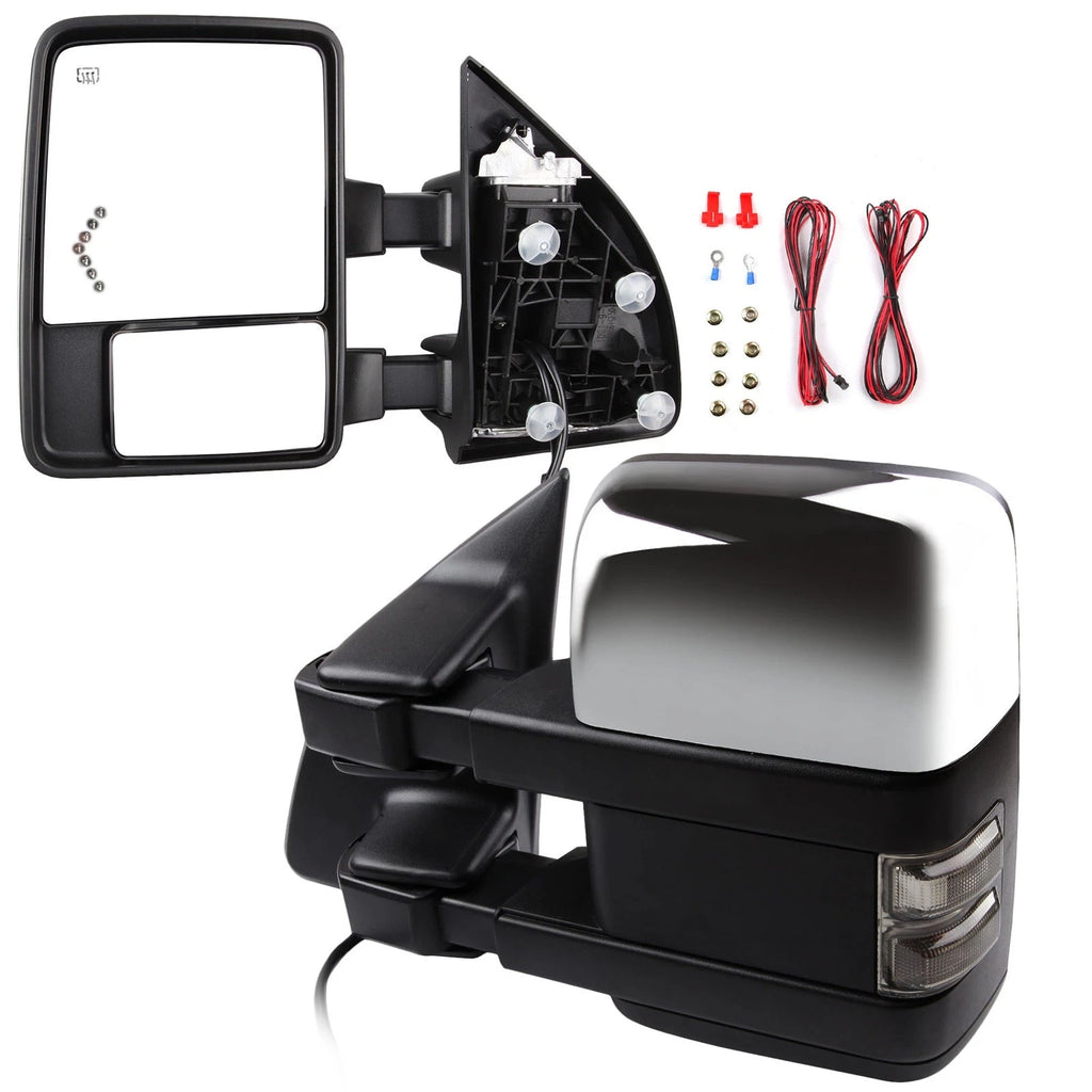 Chrome Power Heated Tow Mirrors for Ford F250-F550 (2003–2007)