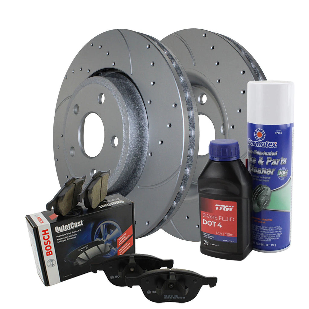 Front Brake Kit with Drilled 350mm Rotors & Bosch Ceramic Pads for Dodge Jeep