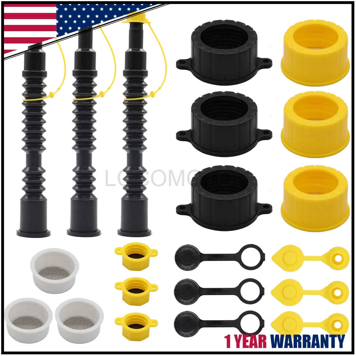 Set of 3 Replacement Gas Can Spout Kit for Midwest, Scepter, Briggs & Stratton