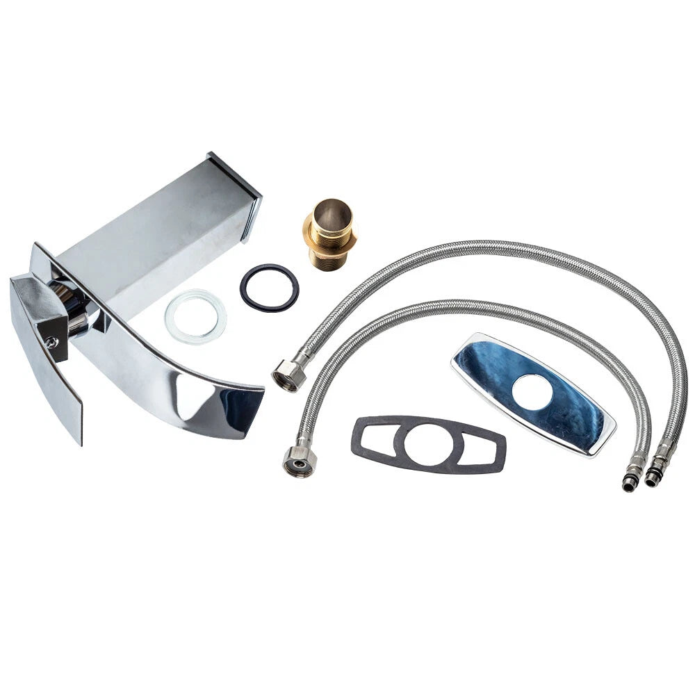 Chrome Waterfall Sink Faucet for Bathroom (Single Handle)