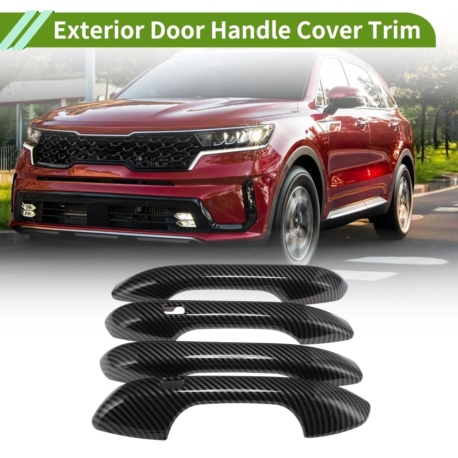 Exterior Door Handle Cover Trim for Kia Sorento MQ4 (2021–2025) Carbon Fiber Black