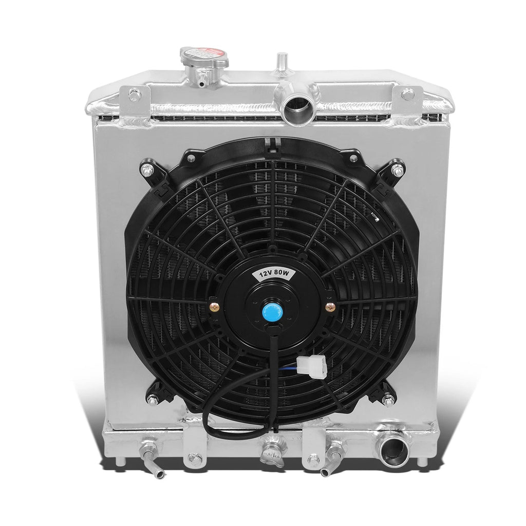 2X Aluminum 2-Row Racing Radiator + Cooling Fan Shroud for Honda EG/EH/EJ/EM/DC (1994–2000)