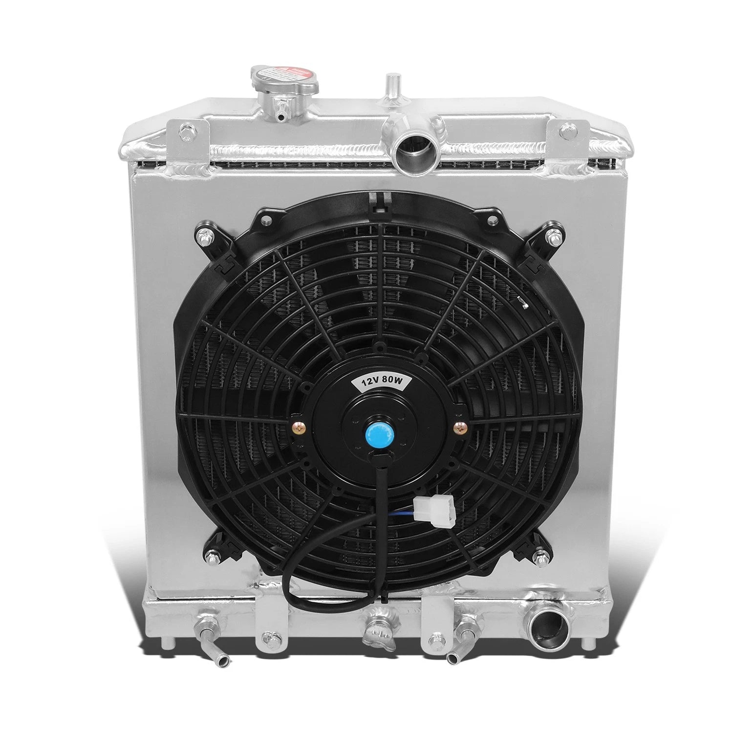 2X Aluminum 2-Row Racing Radiator + Cooling Fan Shroud for Honda EG/EH/EJ/EM/DC (1994–2000)