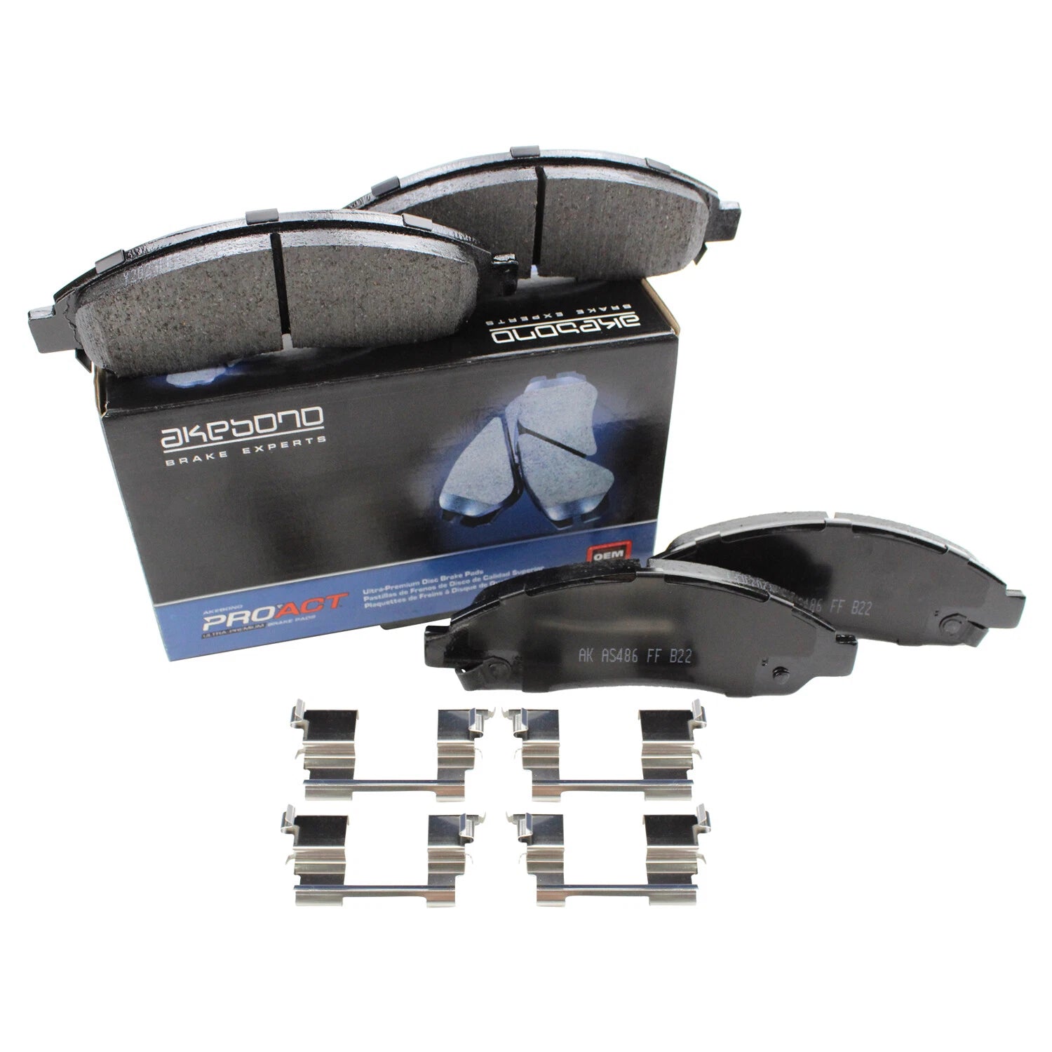 Set of 4 Akebono ProACT Front Ceramic Brake Pads for Chevy Colorado GMC Canyon (2004–2012)