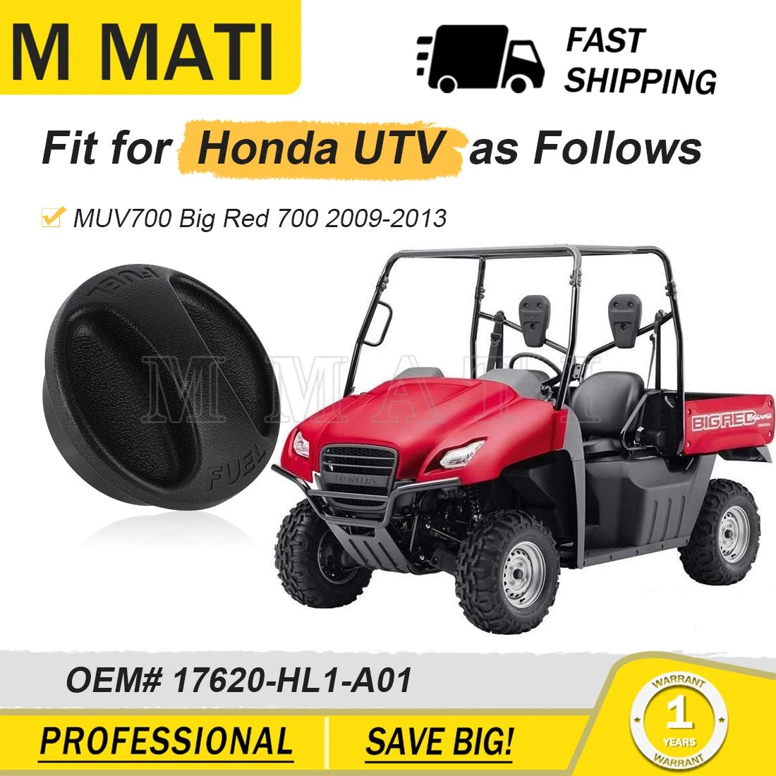 Fuel Cap for Honda Big Red 700 MUV (2009–2013) 17620-HL1-A01