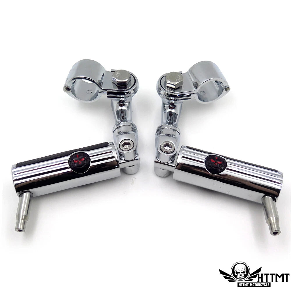 Chrome Gear Skull Footpeg Mount Kit for Defiance 1.25" Engine Guard (N/A)