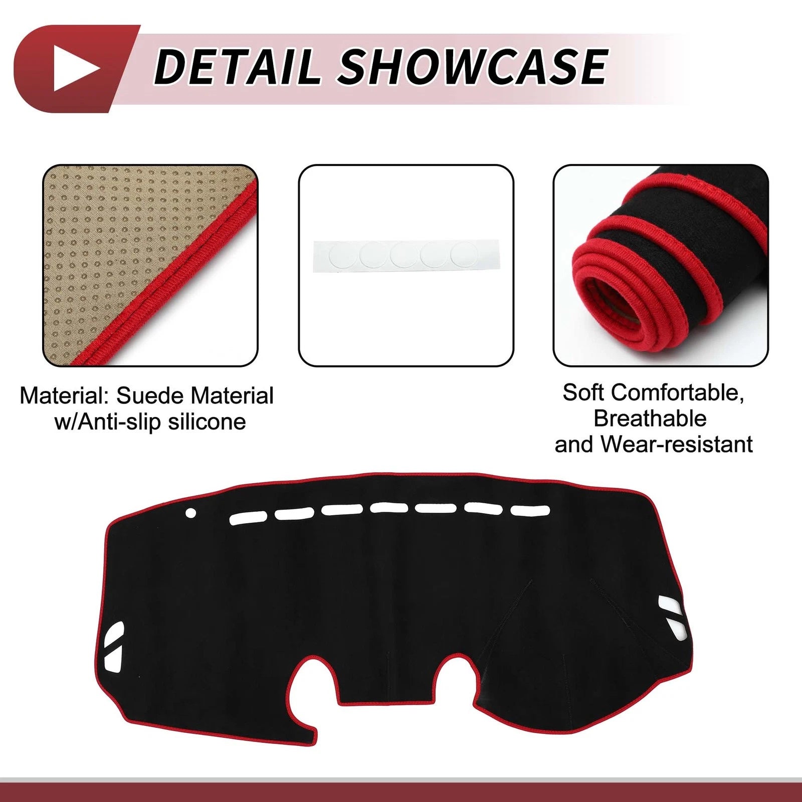 Dashboard Cover Mat for Mazda 2 Demio (2007–2014) Sun Protector Black Red