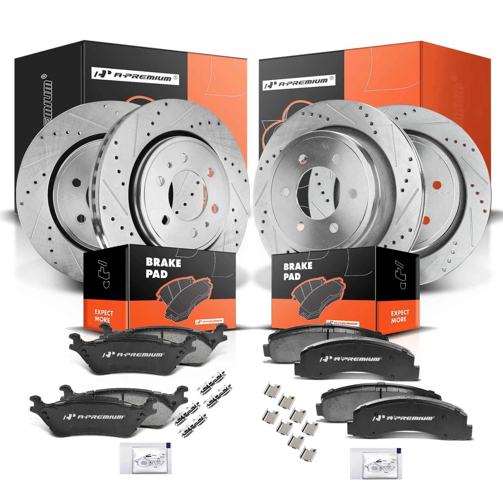 Set of 4 Drilled Rotors & Brake Pads for Ford F-150 (2012–2020)