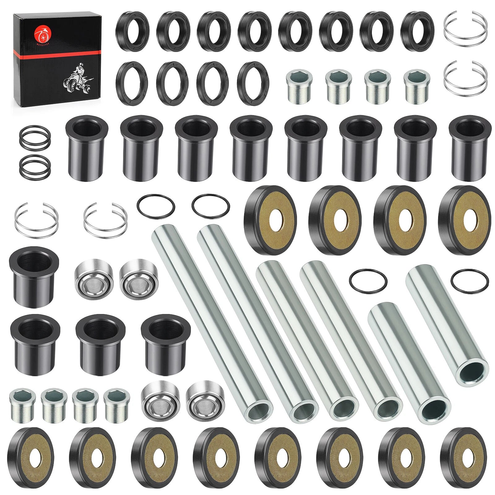 Set of 2 Rear Upper Lower A-arm Bushing Shaft Kit for Honda Rincon TRX650 TRX680