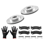 Front Drilled Brake Rotors + Ceramic Pads Kit for Chevrolet Avalanche 1500 (2002–2006)