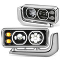 Full LED Halo Ring Projector Headlights for Peterbilt 359 379 389 (1981–2021)