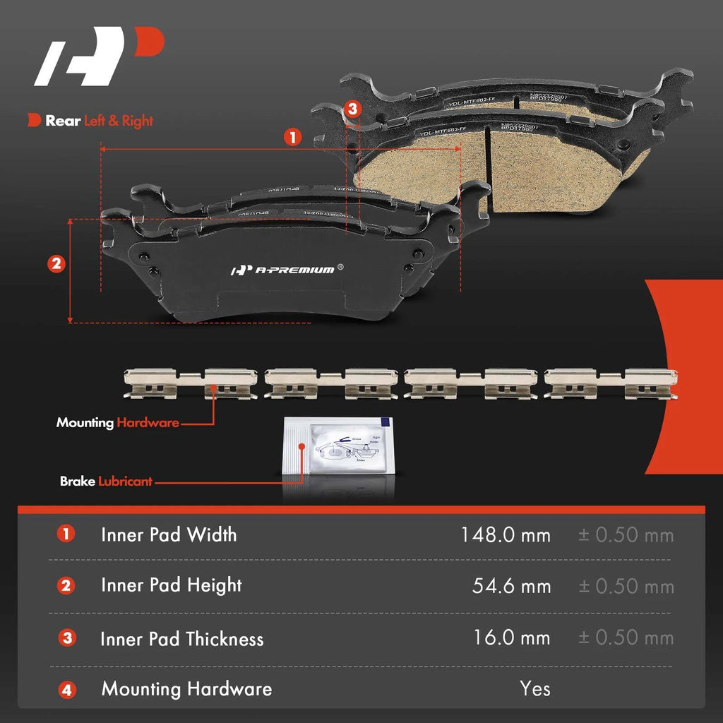 Set of 4 Rear Ceramic Brake Pads for Ford F-150, Expedition (2015–2019)