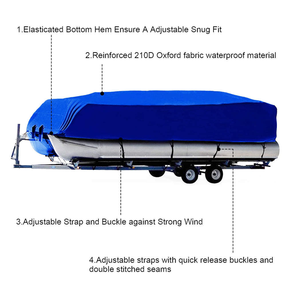 Pontoon Boat Cover Waterproof Heavy Duty Universal Fit 21ft to 24ft