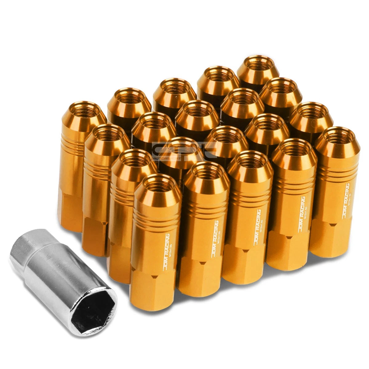 20 PC Open End M12x1.5 60mm Tall Orange Aluminum Lug Nuts for JDM Vehicles