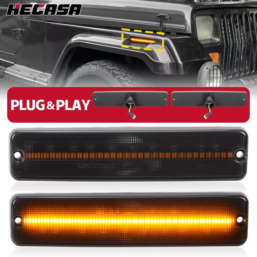 Smoked LED Bumper Side Marker Lights for Jeep Wrangler YJ (1987–1995)