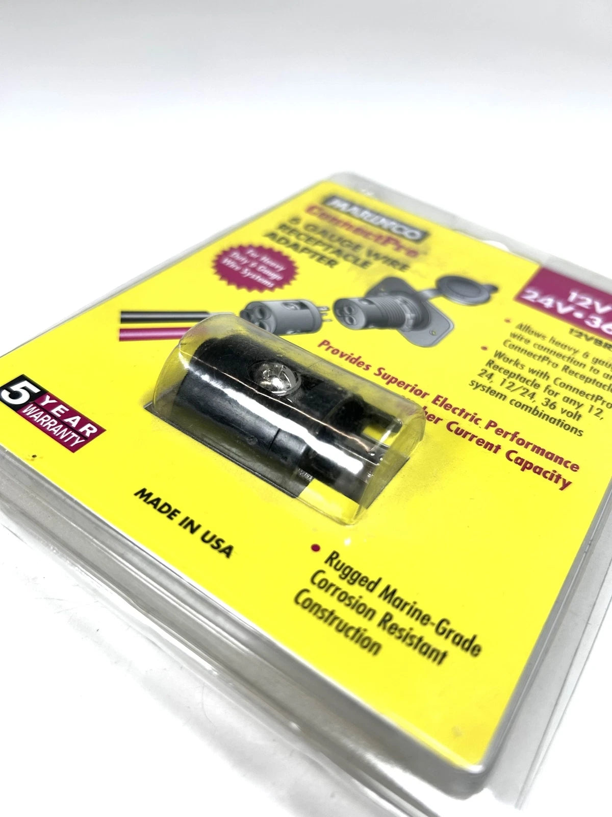 Marinco 12VBRAD Connect Pro 6 Gauge Wire Receptacle Adapter for 12V