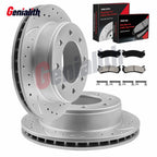 330mm Rear Drilled Disc Rotors & Ceramic Brake Pads for Chevy Silverado 2500 HD (2001–2023)