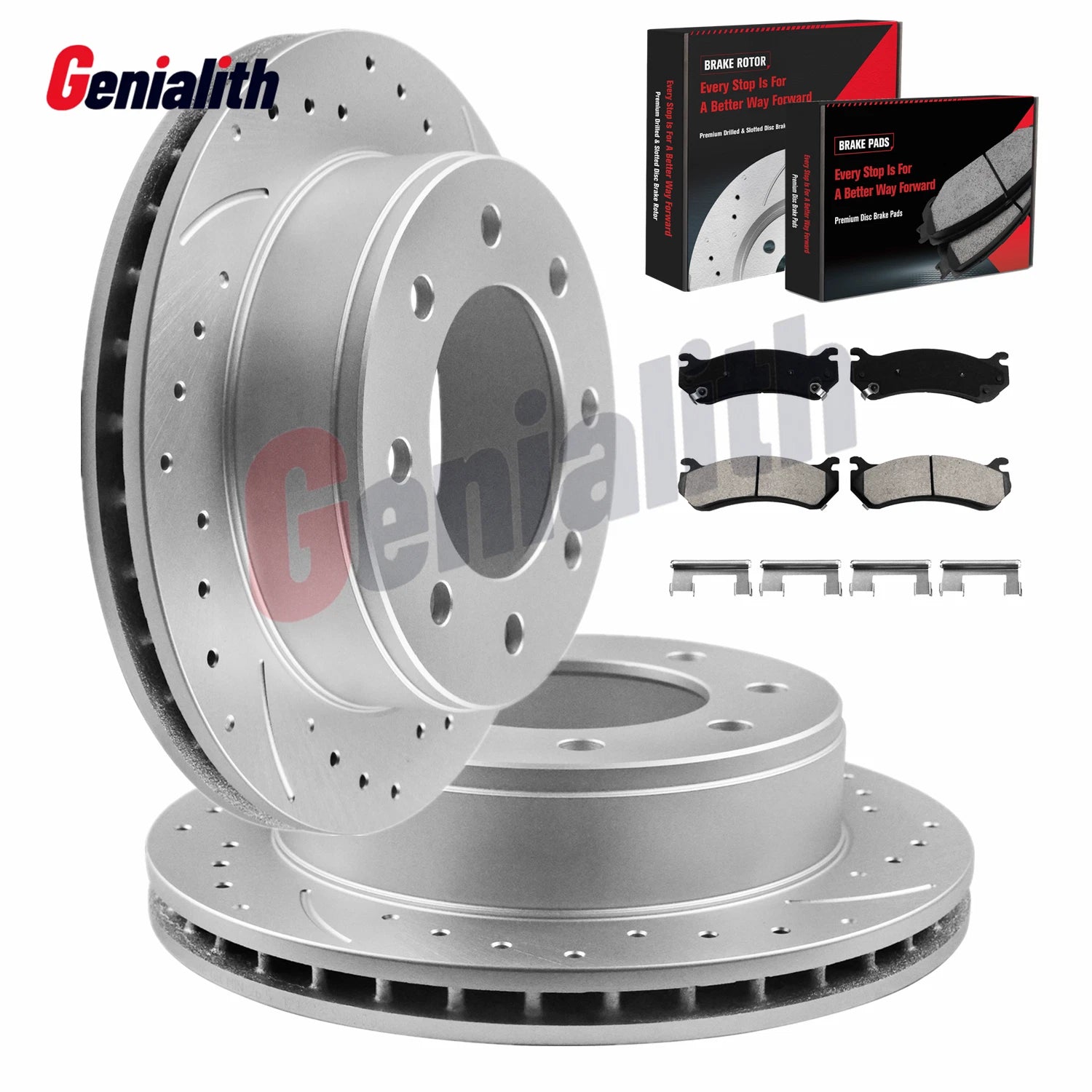 330mm Rear Drilled Disc Rotors & Ceramic Brake Pads for Chevy Silverado 2500 HD (2001–2023)