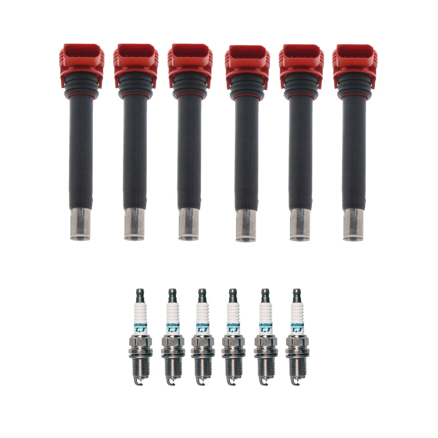 Set of 6 Ignition Coils & Denso Iridium TT Spark Plugs for Audi A6 (2005–2011)