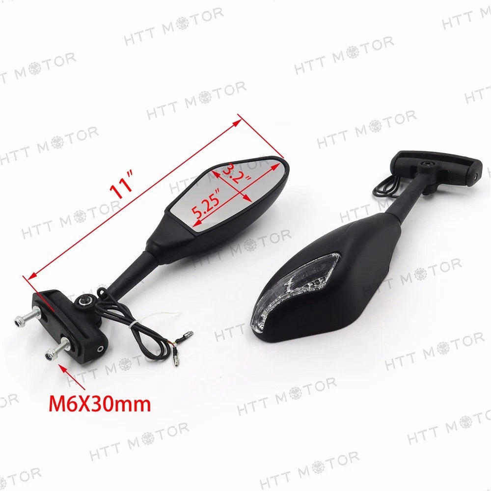 Matte Black LED Turn Signal Mirror for Hayabusa (1999–2013) / ZX6R 636 ZX6RR (1998–2004)