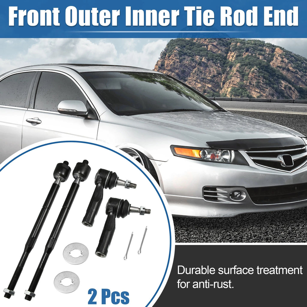 Set of 4 Front Inner Outer Tie Rod Ends ES800030 EV80445 for Chevrolet Pontiac