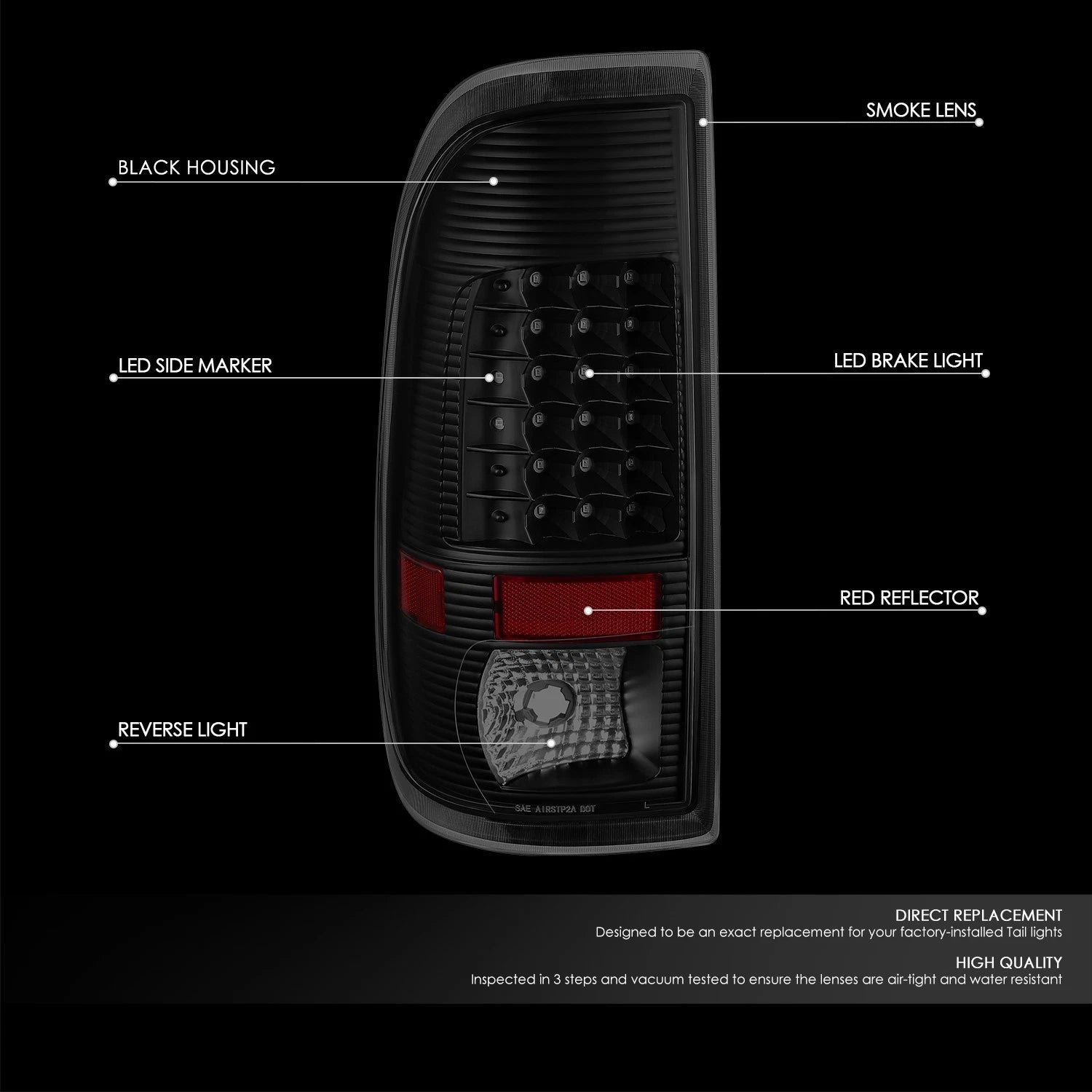 LED Tail Brake Light Lamp Set for Ford F250 F350 Super Duty (2008–2016)