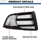 Set of 2 Rear Tail Lights for Acura TL (2004–2008) Black Housing Clear Lens Halogen
