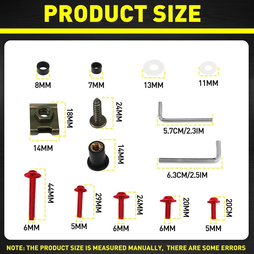 Aluminum Fairing Bolt Kit for Honda CBR600RR (2005–2006) - Red