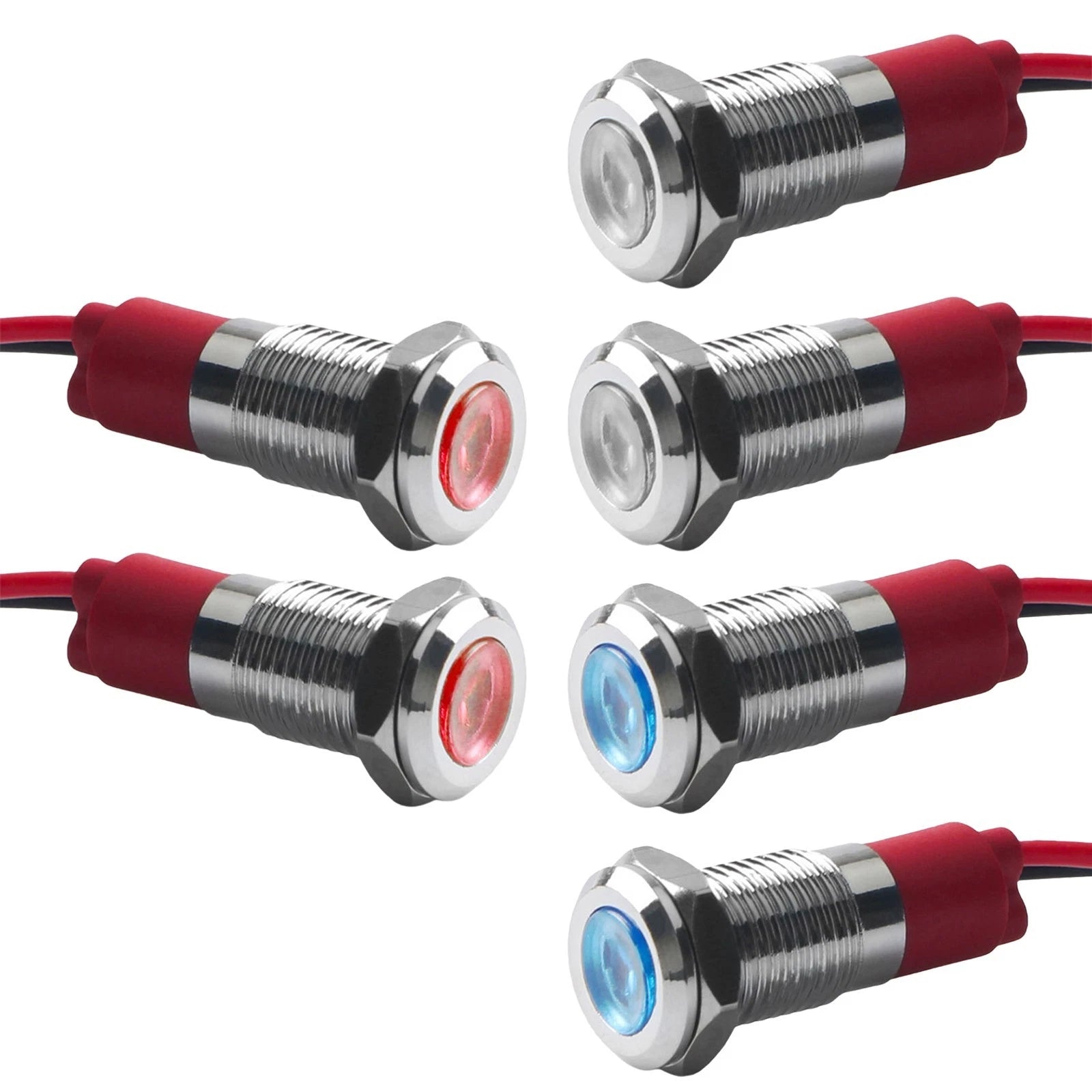 Set of 6 LED Indicator Lights for Vehicle Dashboard
