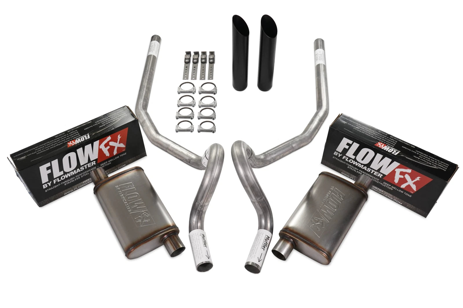 2.5" Dual Exhaust Kit for 78-88 GM G Body (Flowmaster Flow FX) Black Tip