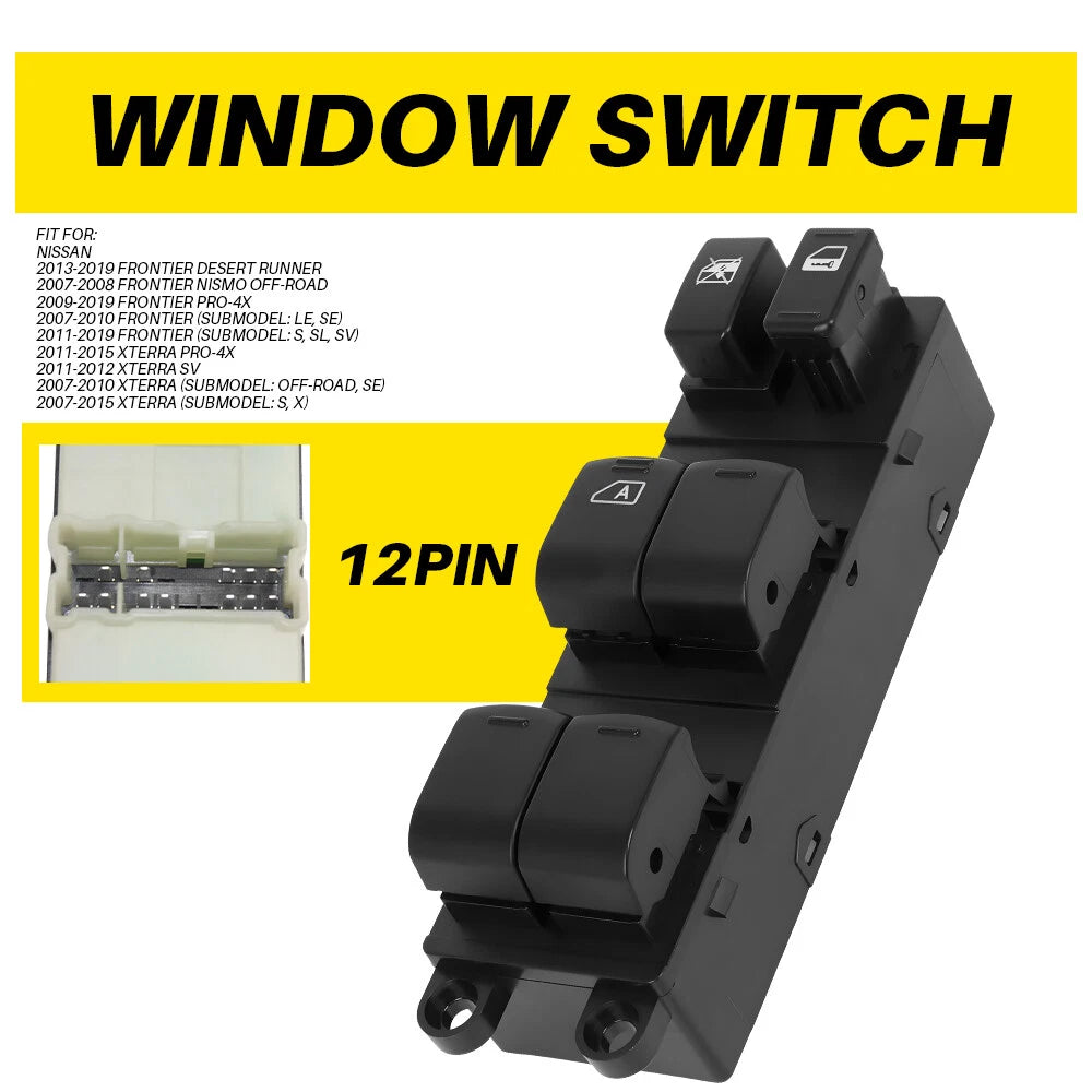 Window Switch for Nissan Frontier (2007–2019) Front Left Power Black