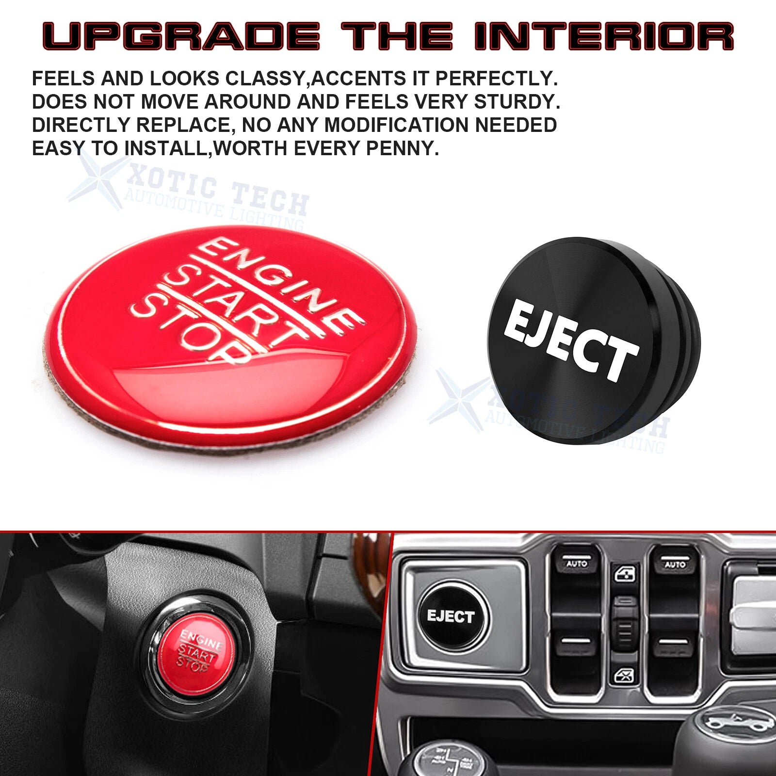 Red Alloy Engine & Black Cigarette Lighter Eject Button Trim for Lexus IS200t (2016-2019)