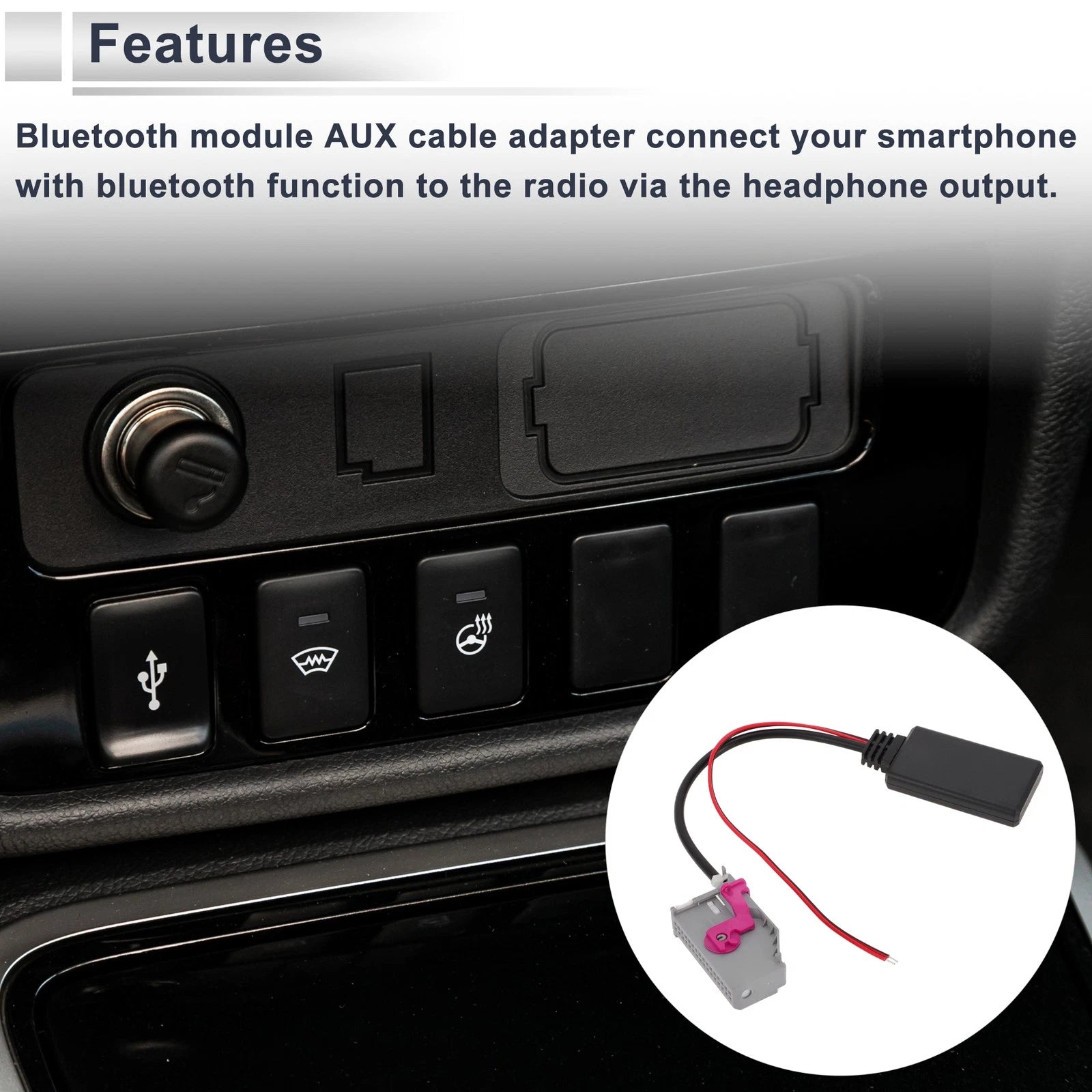 Bluetooth AUX Adapter Music Cable Stereo Radio Harness for Audi A3 (2013–2020)