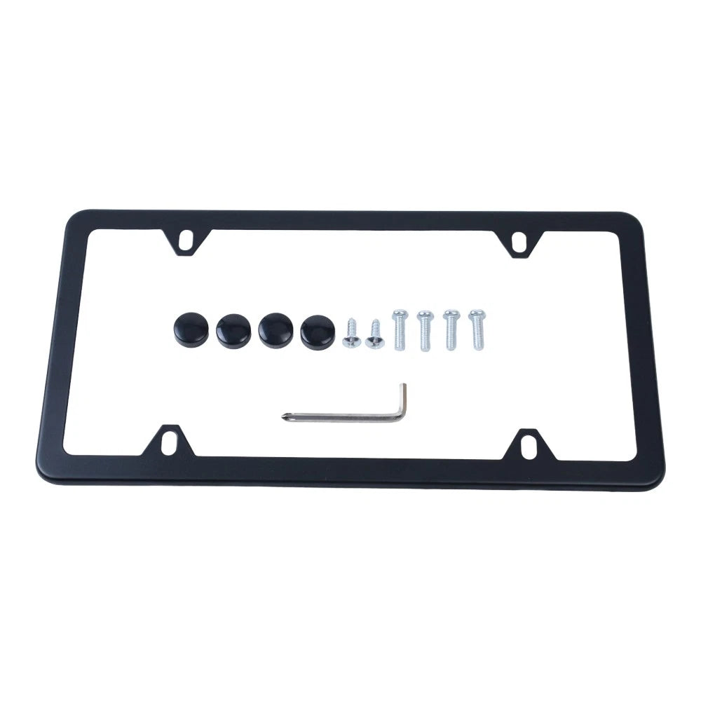 License Plate Frame Stainless Steel Black Slimline for BMW 82120010399