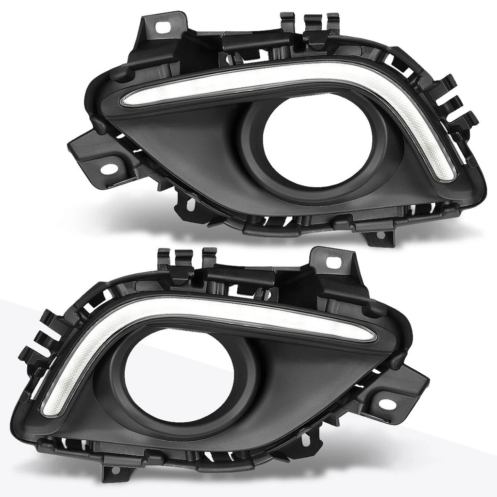 Clear Lens Front Bumper Fog Light Bezel Cover with LED DRL for Mazda 6 (2014–2016)