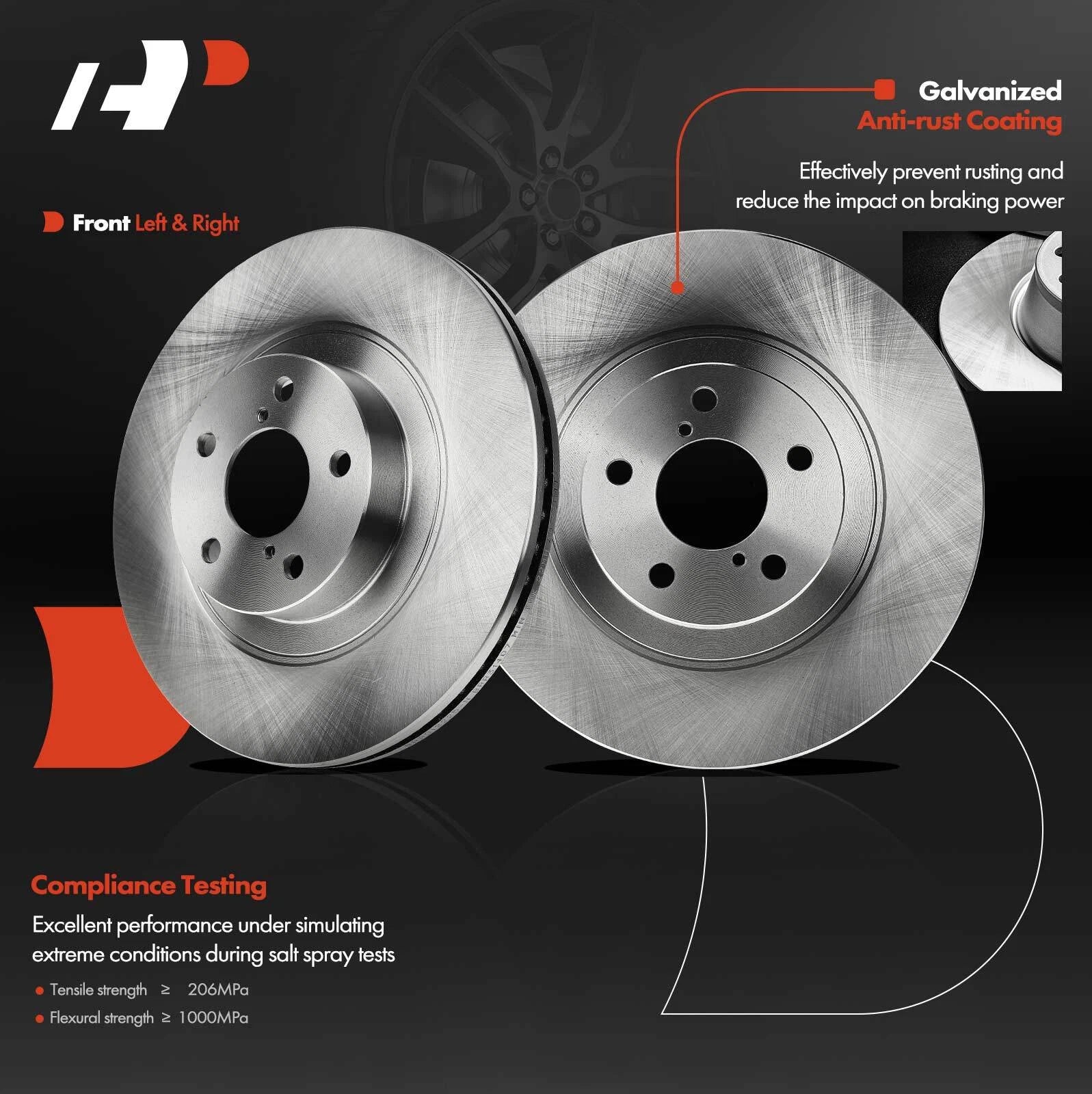 Front Disc Brake Rotors for Subaru Forester (2009–2018), Outback (2005–2012), Legacy