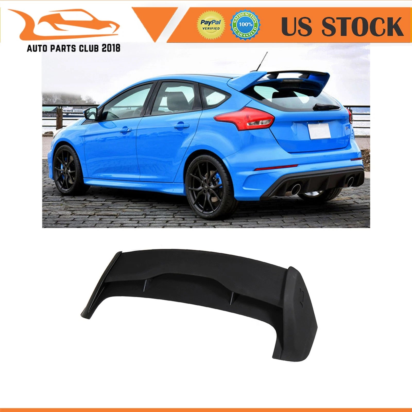 Black Spoiler Wing for Ford Focus Hatchback (2012–2018) RS Style