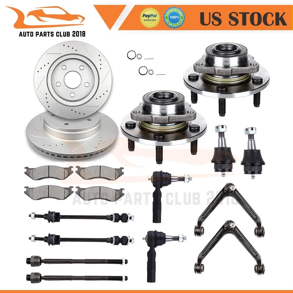 Set of 2 Front Control Arm Kits & Wheel Hub Bearings for Dodge Ram 1500 (2002–2005)