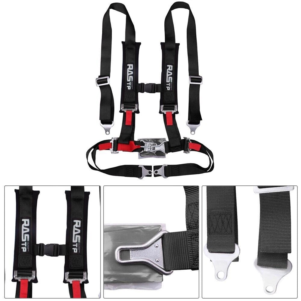 2X Black 4-Point Racing Harness Straps for Universal Cars