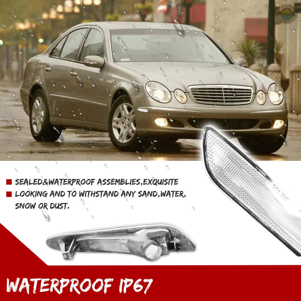 Clear Front Fender Side Marker Light Covers for Mercedes W211 E-Class (2003–2006)