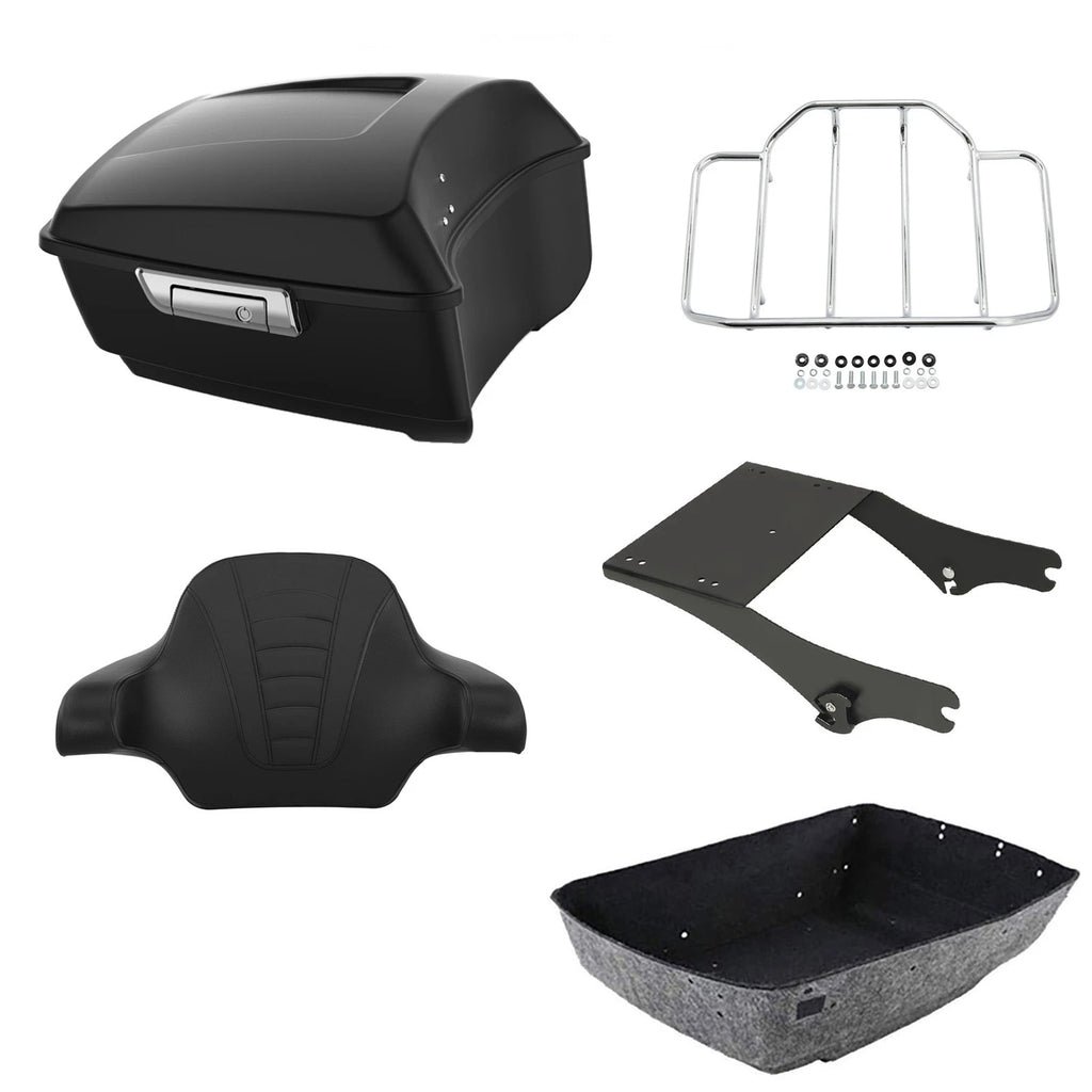 Matte Black King Trunk Backrest Mount Rack for Harley Touring (1997–2008)