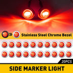 20X LED Marker Side Lights 3/4" Round with Stainless Base for Truck Trailer