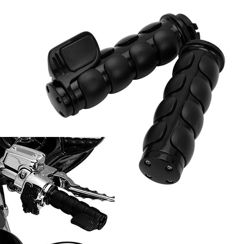 Black Motorcycle Hand Grips for Touring Bagger (25.4mm Inner Diameter)